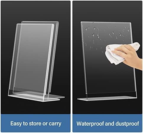Relx Acrylic Sign Holder 8.5 x 11, Acrylic Display Stand for Display, Slant Back Clear Frames Plastic Sign Holder for Store, Restaurant (6 Pack)