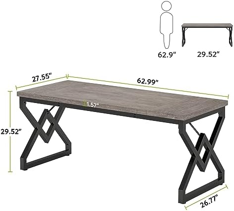 Tribesigns 63 inch Executive Desk, Industrial Computer Desk for Home Office