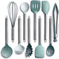 COOK WITH COLOR Silicone Cooking Utensils, Kitchen Utensil Set, Easy to Clean Silicone Kitchen Utensils, Cooking Utensils for Nonstick Cookware, Kitchen Gadgets Set, 10 Pieces, Teal