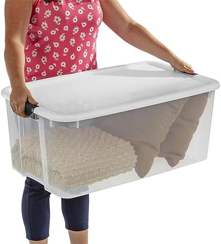 Sterilite 70 Qt Ultra™ Latch Box, Durable Clear Storage Bin w/Lid, 6 Pack
