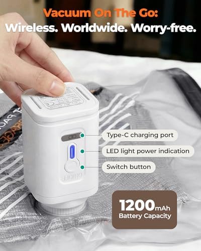 BAGSMART 15 Pack PA+PE Travel Vacuum Bags with Wireless Pumpe