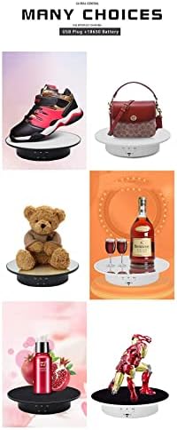 JAYEGT Motorized Rotating Display Stand, 7.87inch /17.6lbs Load, 360 Degree Electric Rotating Turntable for Photography Products, Jewelry, Cake,3D Model , Mirror Cover (Black/Button Control)