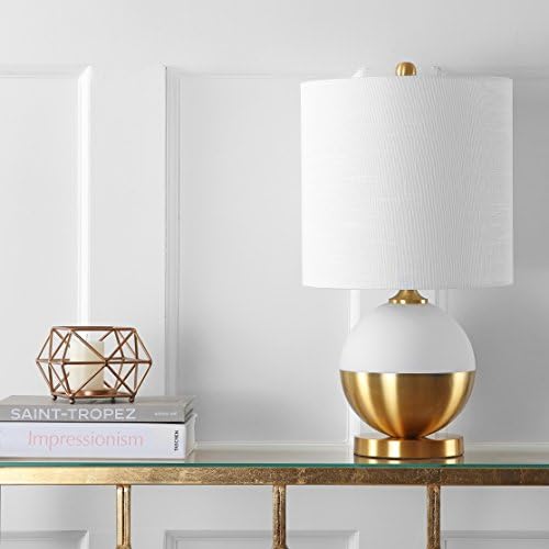 JONATHAN Y Carr Modern Table Lamp Ceramic Metal 23.5", White/Brass Gold
