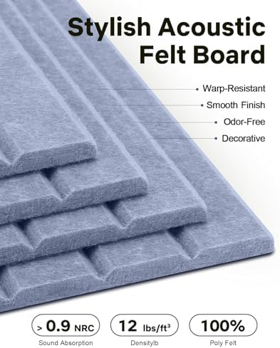 48" x 36" Large Cork Bulletin Board Tiles, Peel and Stick Felt Wall Panels for Vision, Message Center, Picture and Prayer Board for Office, Dorm, Room and Desk Decor(Soft Periwinkle)