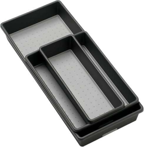 madesmart Storage Bins | Multi-Purpose | Granite | Nonslip Bottom | Set of 3, Pack of 6