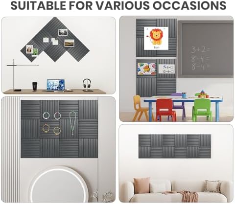 48" x 36" Large Felt Bulletin Board, Eight-Stripe Dark Gray