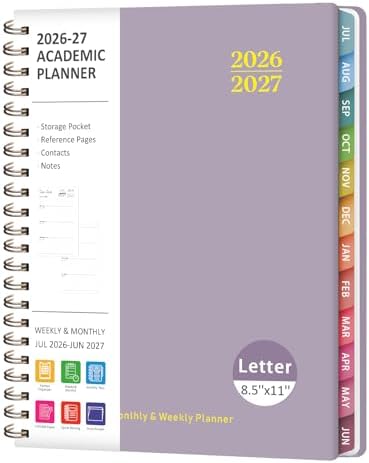 Planner 2026-2027, Weekly and Monthly Academic Planner, July 2026 - June 2027, Hardcover Calendar Agenda Book for School Year Planning, School Supplies for Teacher and Student, Letter Size(8.5'' x 11'')