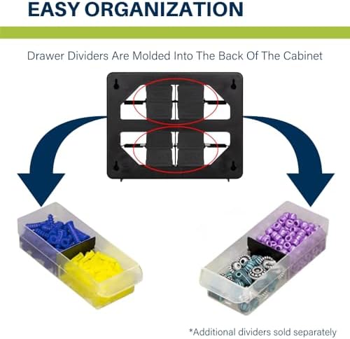 Akro-Mils 16-Drawer Plastic Cabinet for Garage Organization, Beads, Makeup Organizer, Building Bricks Storage, Teacher Toolbox, 10-1/2" W x 6-1/2" D x 8-1/2" H, 10716 Black (Pack of 4)