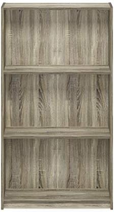 Furinno Basic 3-Tier Book Shelf with Open Shelves, Sonoma Oak
