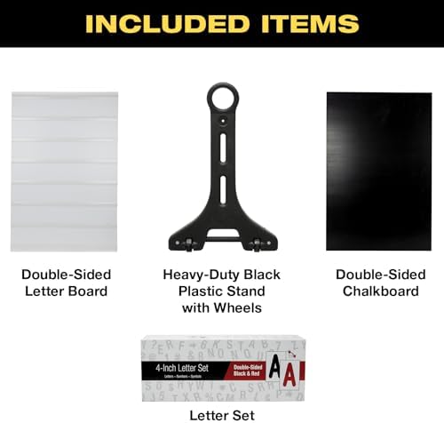 24 x 36 Inch Rolling Swinging Changeable Message Sidewalk Sign, Black, Plastic Storefront Display Sign, Outdoor Business Advertising Board