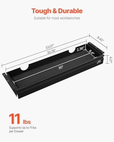 VEVOR Under Desk Drawer Slide Out, 33inch Under Desk Mounted Pull-out Drawer Attachment, Hidden Under Counter Drawers for office Home Sit Stand Workstation, Black