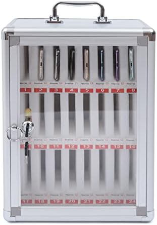 Cell Phone Cabinet,Aluminum Alloy Pocket Chart Cell Phones Storage Cabinet, Cell Phone Locker,Wall-Mounted with a Locked,for Classroom, Office, Gym (24 Slots Silver)