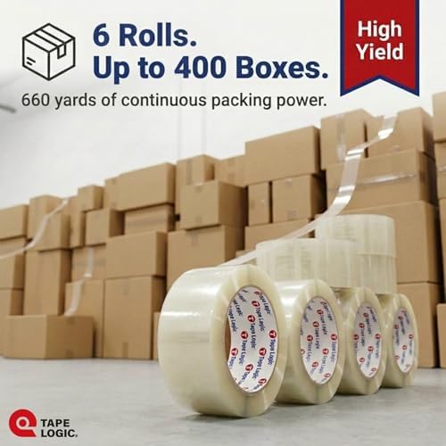 Tape Logic Packing Tape (6-Rolls), 3" x 55 yd - Industrial Strength Packaging Tape Refill for Shipping, Moving, Order Fulfillment, Acrylic 3.5 Mil