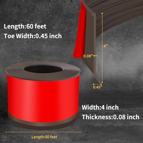 Vinyl Baseboard Molding Trim 4 Inch Peel and Stick Cove Base