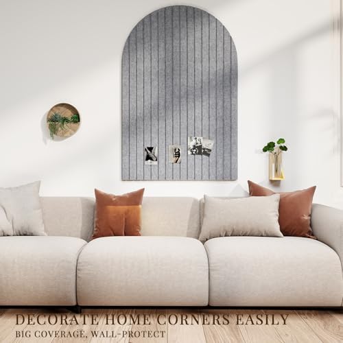 JBER Arched Cork Board Alternative 36" x 24", 6 Pack, Light Gray