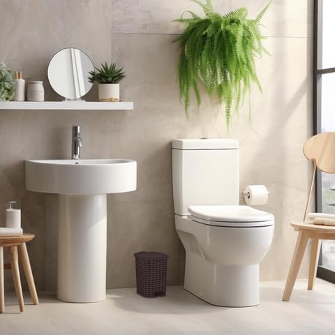 Superio Mini Trash Can with Foot Pedal Small Outdoor Garbage Can with Lid, 1.5 Gallon Plastic Waste Basket for Bathroom, Bedroom, Kitchen, Office, Patio (Wicker Brown 6 QT.), 2 Pack