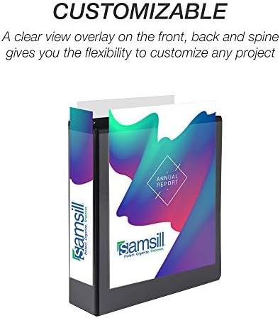 Samsill Durable 2 inch 3 Ring Binder, D Ring Binder, 100% Recycled Chipboard, Black, 4 Pack