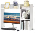 VEVOR Wood Desk Shelf, Desktop Bookshelf, Desk Storage Hutch with 6 Shelves, Office Countertop Organizer 3-Tier Display Rack, with Anti-Slip Feet Pads, for Office, Home & Dorm, White