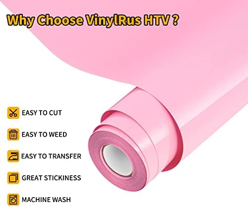 VinylRus Heat Transfer Vinyl, Pink, 12" x 20ft