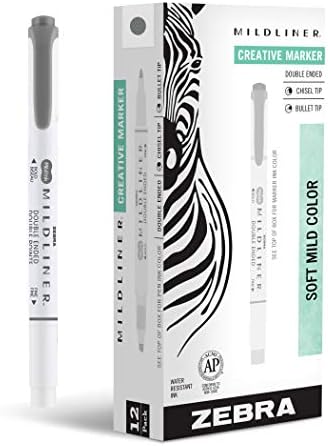 Zebra Pen MILDLINER No Bleed Highlighter, Dark Gray Color, Dual Tip, 12-Pk