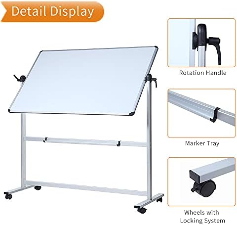 VIZ-PRO Double-Sided Magnetic Mobile Whiteboard, 44" x 30"