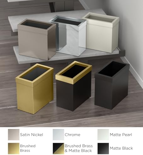 Gatco Small Bathroom Trash Can with Lid, Rectangle 3 Gallon Stainless Steel Wastebasket, Under Sink, Matte Black, for Bathroom, Bedroom, Office (1918)