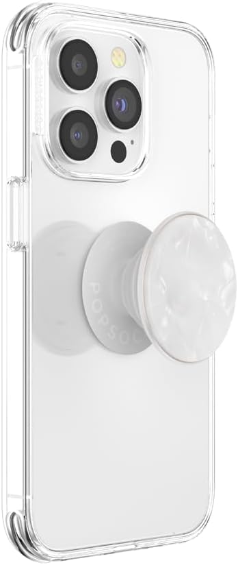 PopSockets Adhesive Phone Grip, Holder- Pearl White | Secure Comfortable Hold, Anti-Drop, Kickstand, White, Electronic Accessories, For iPad/Kindle/iPhone/Android