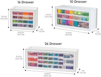 IRIS USA 10-Drawer Organizer, 2 Pack, Makeup Tool Craft Storage, White