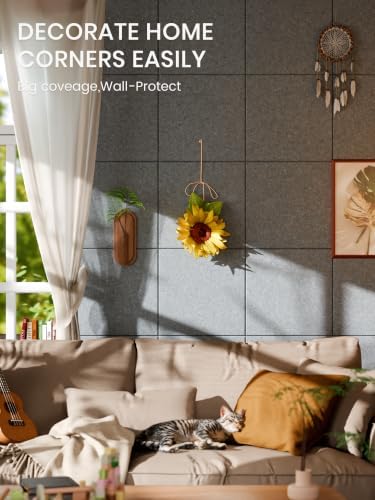 Bumusty 48"x 36" Large Felt Bulletin Board Tiles, Blue Gray