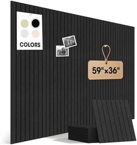 Large Cork Board for Walls 59" x 36",15 Pack 12"X12"Felt Bulletin Board Tiles with 120 Adhesive Tabs,Cork Board Alternative for Office Decor, Push Pin Board Wall Organizer- Black