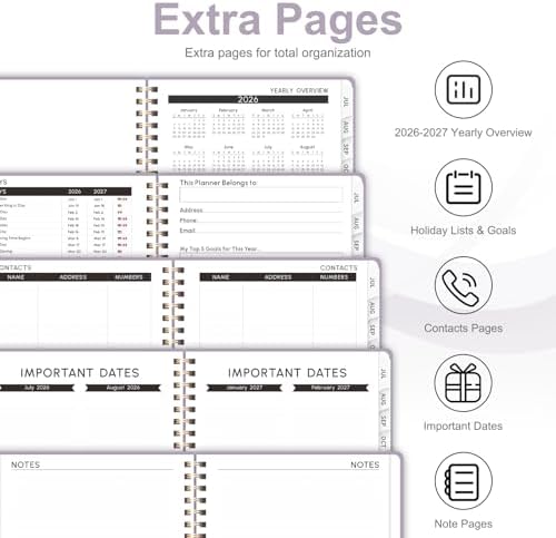 Planner 2026-2027, Weekly and Monthly Academic Planner, July 2026 - June 2027, Hardcover Calendar Agenda Book for School Year Planning, School Supplies for Teacher and Student, A5(6.3'' x 8.5'')