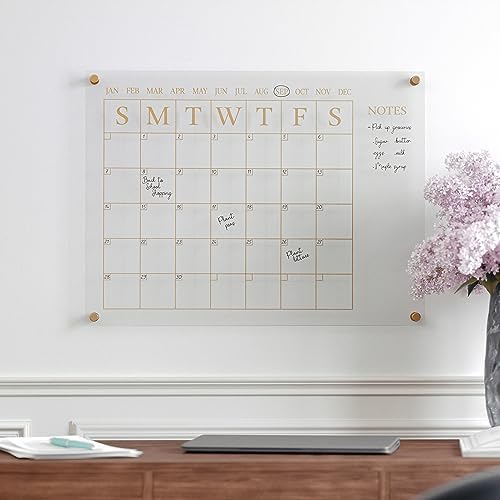 Martha Stewart Grayson Acrylic Wall Calendar with Notes, Clear/Gold
