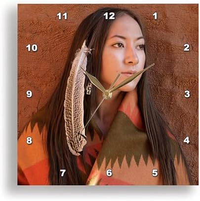 3dRose Wall Clock Silent - 13 inch - New Mexico, Cherokee Woman, Native American - US32 JMR0634 - Julien McRoberts - Native American