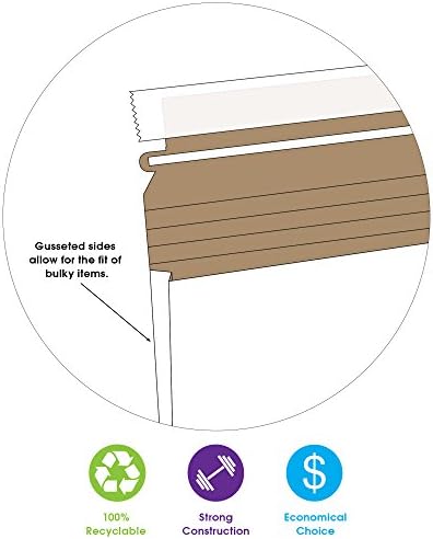 Top Pack Supply Gusseted Flat Mailers, 12 1/2" x 9 1/2" x 1", White (Pack of 100)