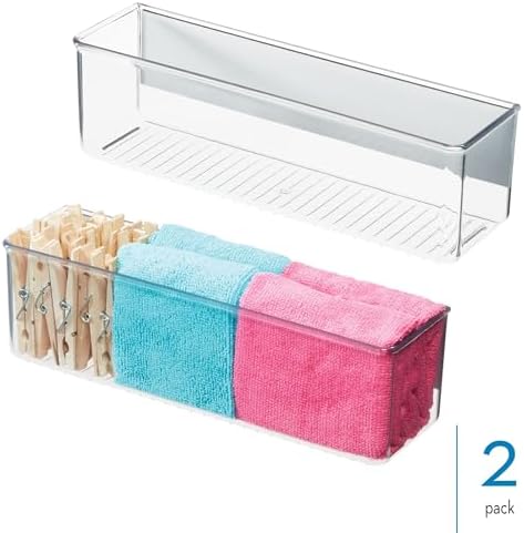 iDesign Magnetic Medium Clear Plastic Organizer Bins, 2-Pack