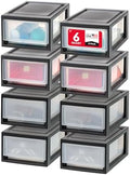 IRIS USA 8-Pack, 6 Qt. Small Stacking Drawer Storage Organizer, Black