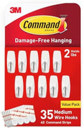Command Medium Wire Toggle Hooks, 35 Hooks and 40 Strips, Damage-Free Hanging Wall Hook with Adhesive Strips, Adhesive Hooks for Hanging Back to School Dorm Organizers, Holds up to 2 lb