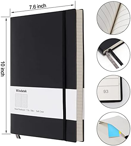 College Ruled Notebook B5, Total 376 Numbered Pages 7.6'' x 10'' (BLACK)