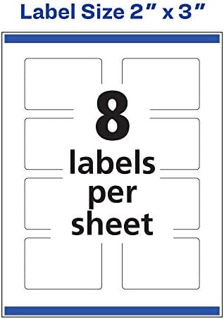 Avery® Rectangle Labels, Sure Feed® Technology, 2" x 3", 800 Glossy White Labels (36464)