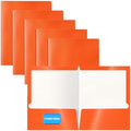 Better Office Products 2 Pocket Glossy Laminated Paper Folders, Letter Size, Orange Paper Portfolios, Box of 25 Orange Folders