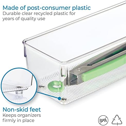 iDesign Plastic Drawer Organizer, Set of 2, 4" x 16" x 3"