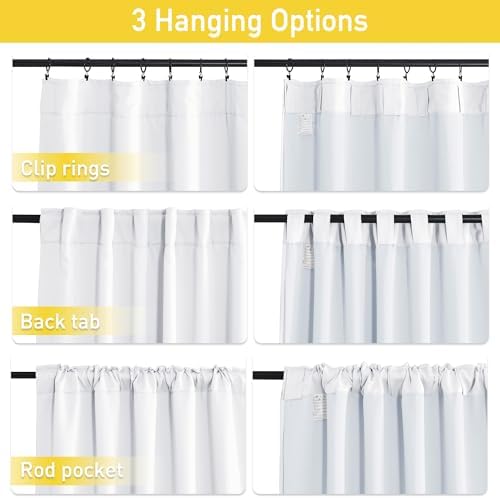 NICETOWN Full Shading Back Tab Curtains for Windows, Super Heavy-Duty Noise Absorb Lined Blackout Curtains for Bedroom, Privacy Assured Window Treatment for Hotel (White, Set of 2, 52" W x 95" L)