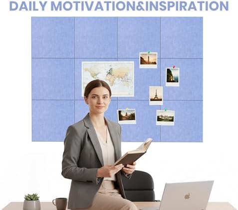 36" x 24" Felt Bulletin Board & Cork Board Alternative, Soft Periwinkle