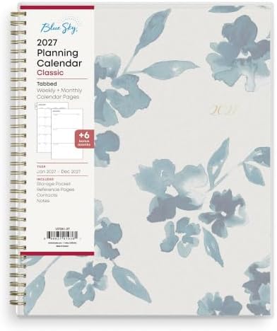 Blue Sky 2027 Weekly & Monthly Planner Calendar, 8.5"x11", Bakah Blue