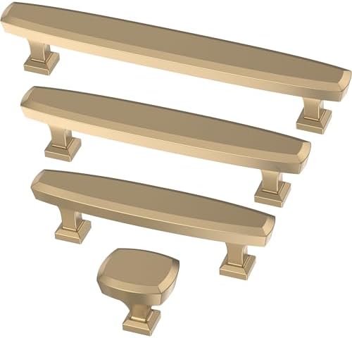 Franklin Brass 10 Pack Champagne Bronze Gold Cabinet Handles 3-3/4 inch (96mm) Kitchen Cabinet Handles and Drawer Pulls for Cupboards and Dressers |Beveled