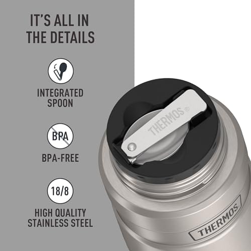 THERMOS Stainless King Food Jar with Spoon, 16oz, Matte Steel