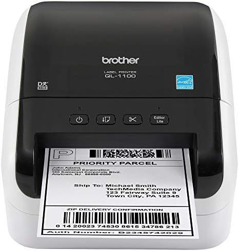 Brother QL-1100 Wide Format, Postage and Barcode Professional Thermal Label Printer, Black (Renewed Premium)
