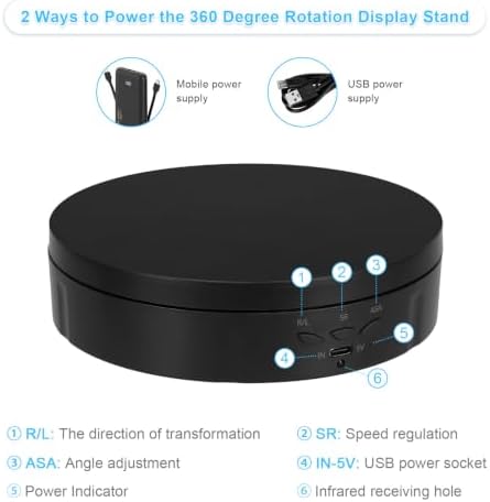 2 in 1 Motorized Rotating Display Stand with 5.74 /8.66 inch Replacement Cover, Remote Control 360 Degree Electric Turntable Display Stand Max 22lbs Load Auto Lazy Susan for Photography LiveStream