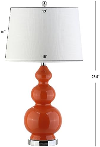 JONATHAN Y Bowen 27.5" Ceramic Triple Gourd Table Lamp, Coral/Chrome