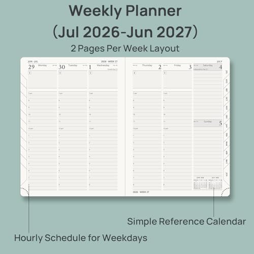 POPRUN 2026-2027 Academic Planner,6.5" x 8.75", Weekly and Monthly Calendar